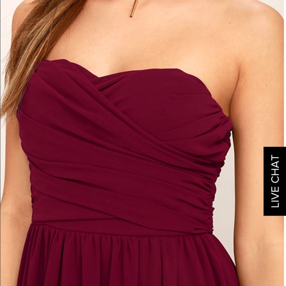Burgundy Strapless Maxi Dress PROM WEDDING prom - Picture 3 of 4